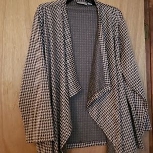 Brown checked cascading blazer